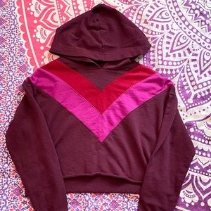 Forever 21 Cropped Hoodie: maroon, magenta, red